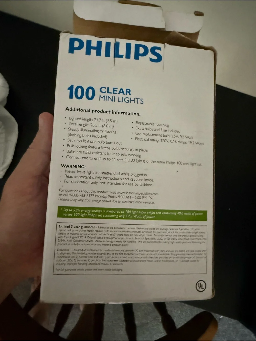Philips Clear Mini String Lights with Green Wire